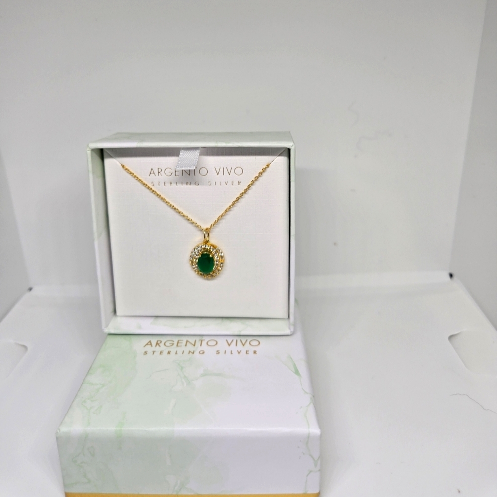 Argento Vivo Onyx Oval Pendant Necklace